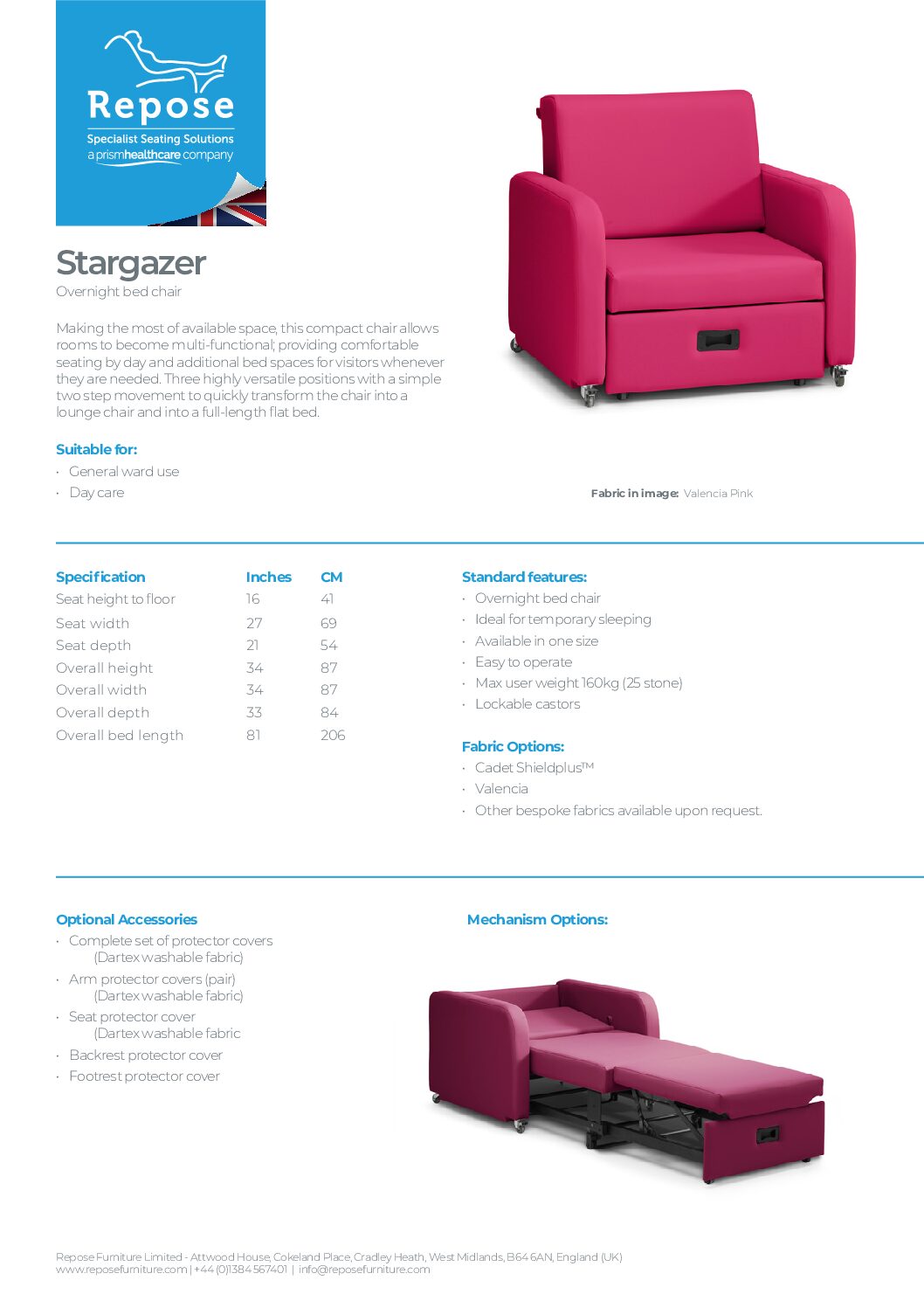 PDF specification Stargazer R5 pdf Repose Furniture Downloads and Brochure Request